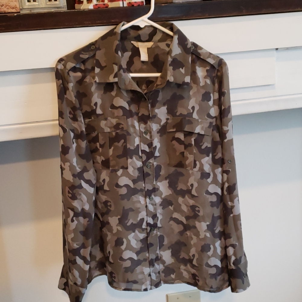 Camo Button Down Top - image 1